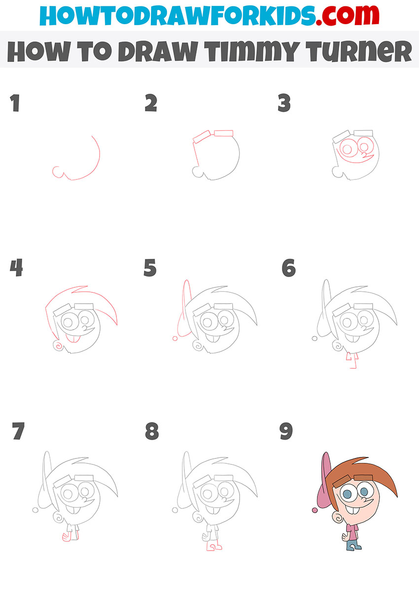 how to draw timmy turner step by step