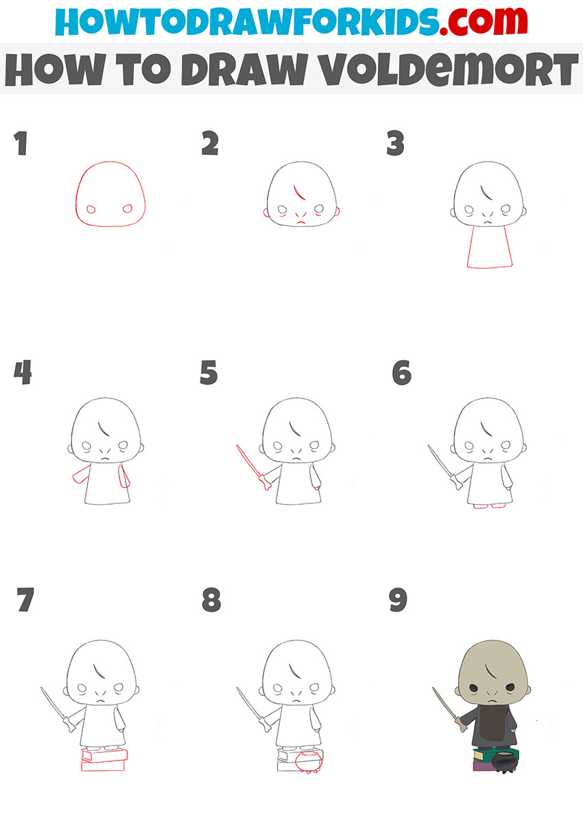 how to draw voldemort step by step