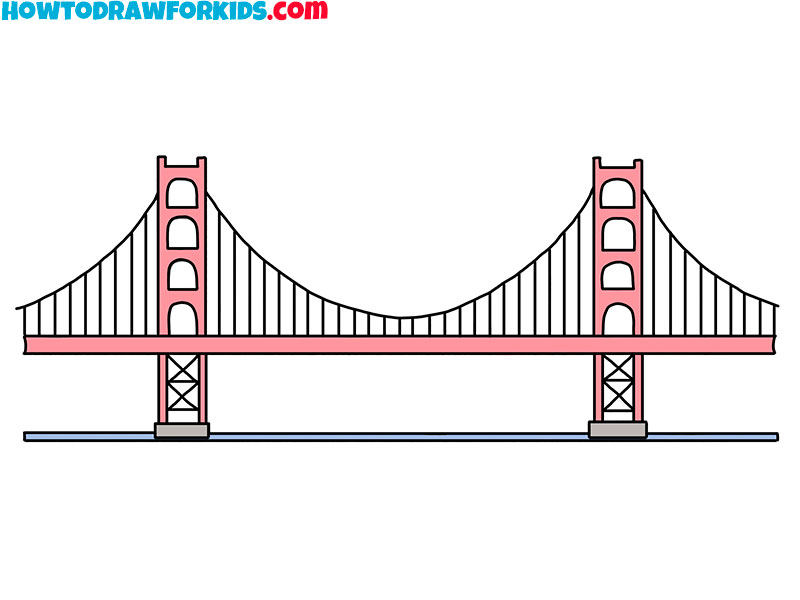 cartoon golden gate drawing