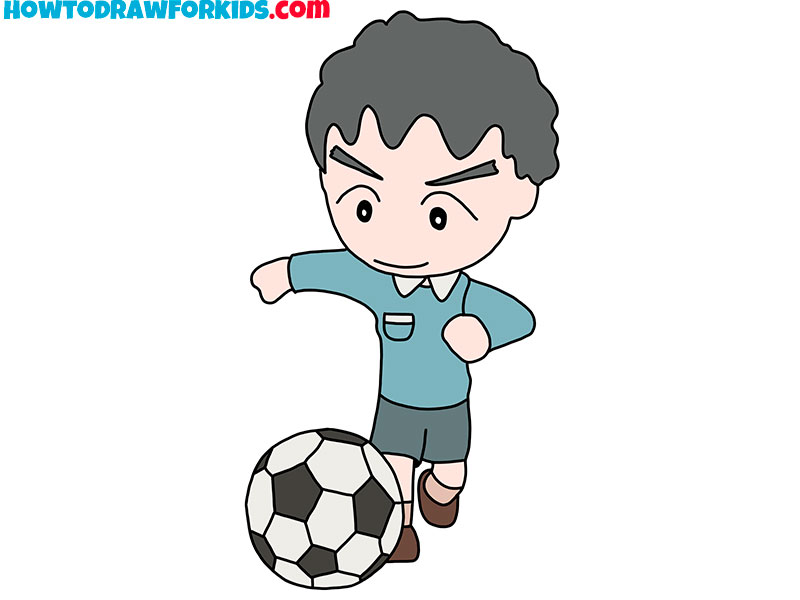 how to draw a soccer player for kids