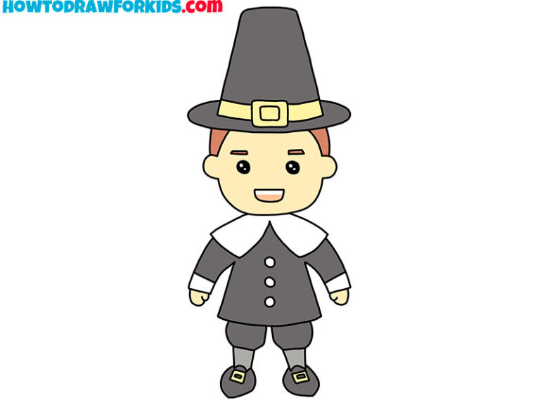 How to Draw a Pilgrim Easy Drawing Tutorial For Kids