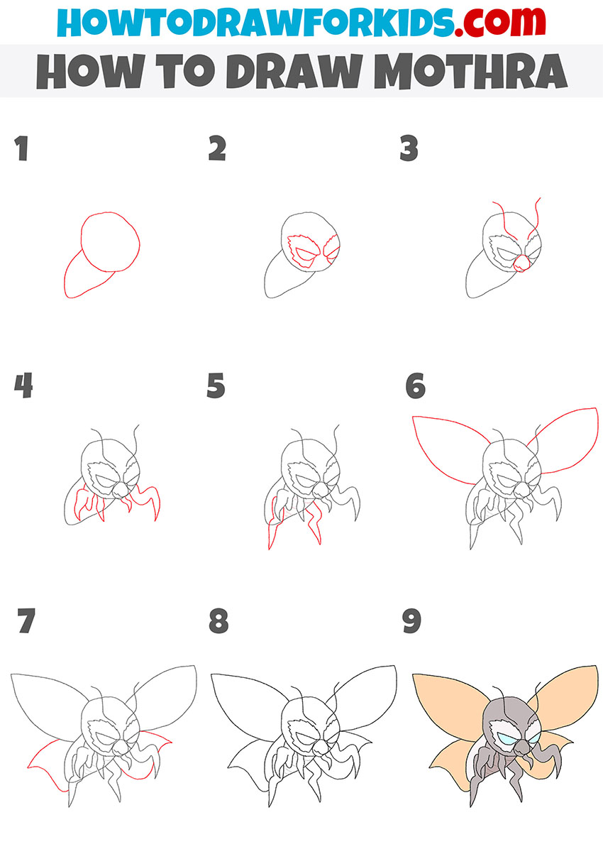 how to draw Mothra