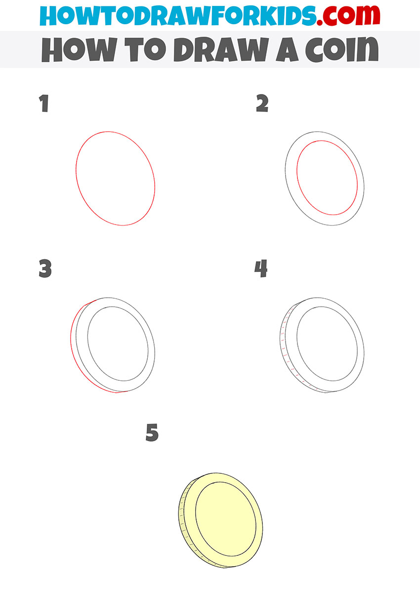 how to draw a coin step by step