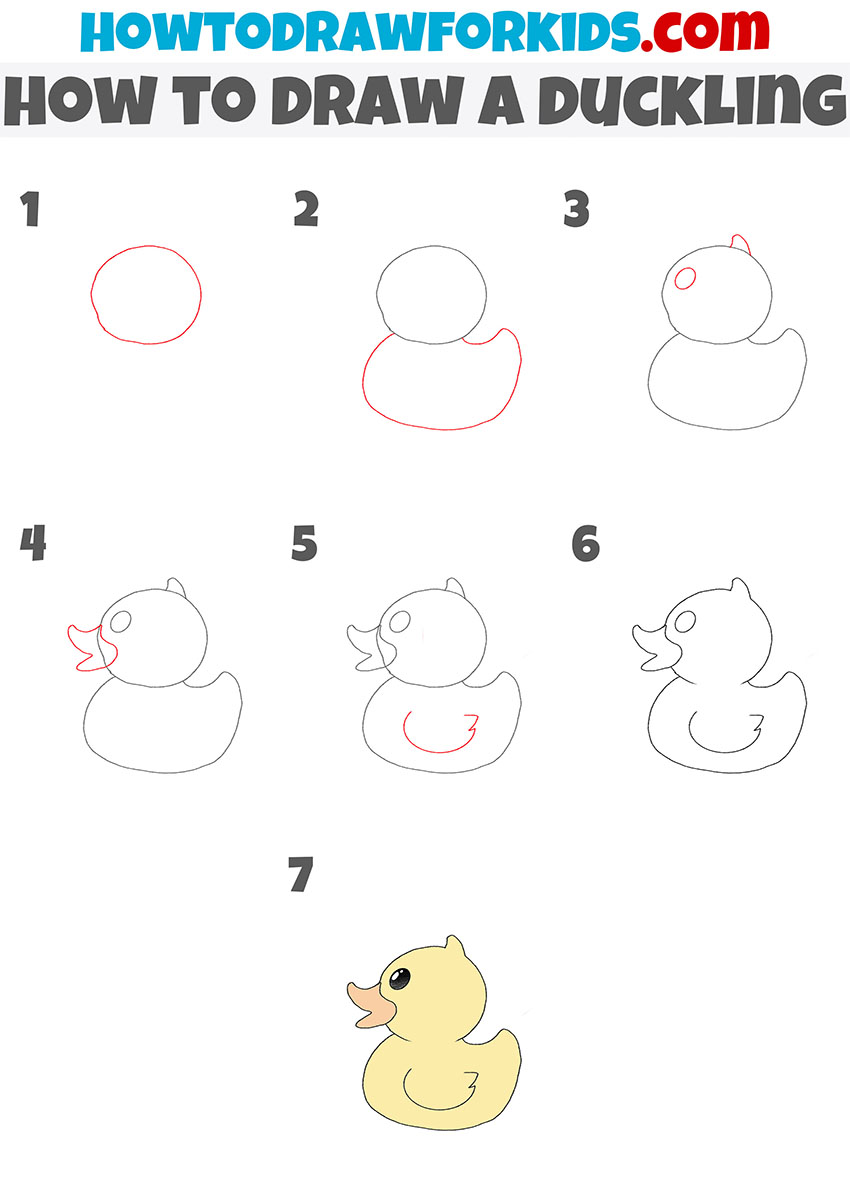 how to draw a duckling step by step