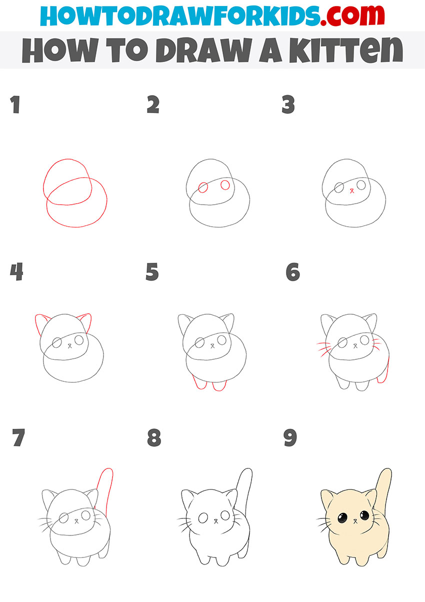 how to draw a kitten step by step