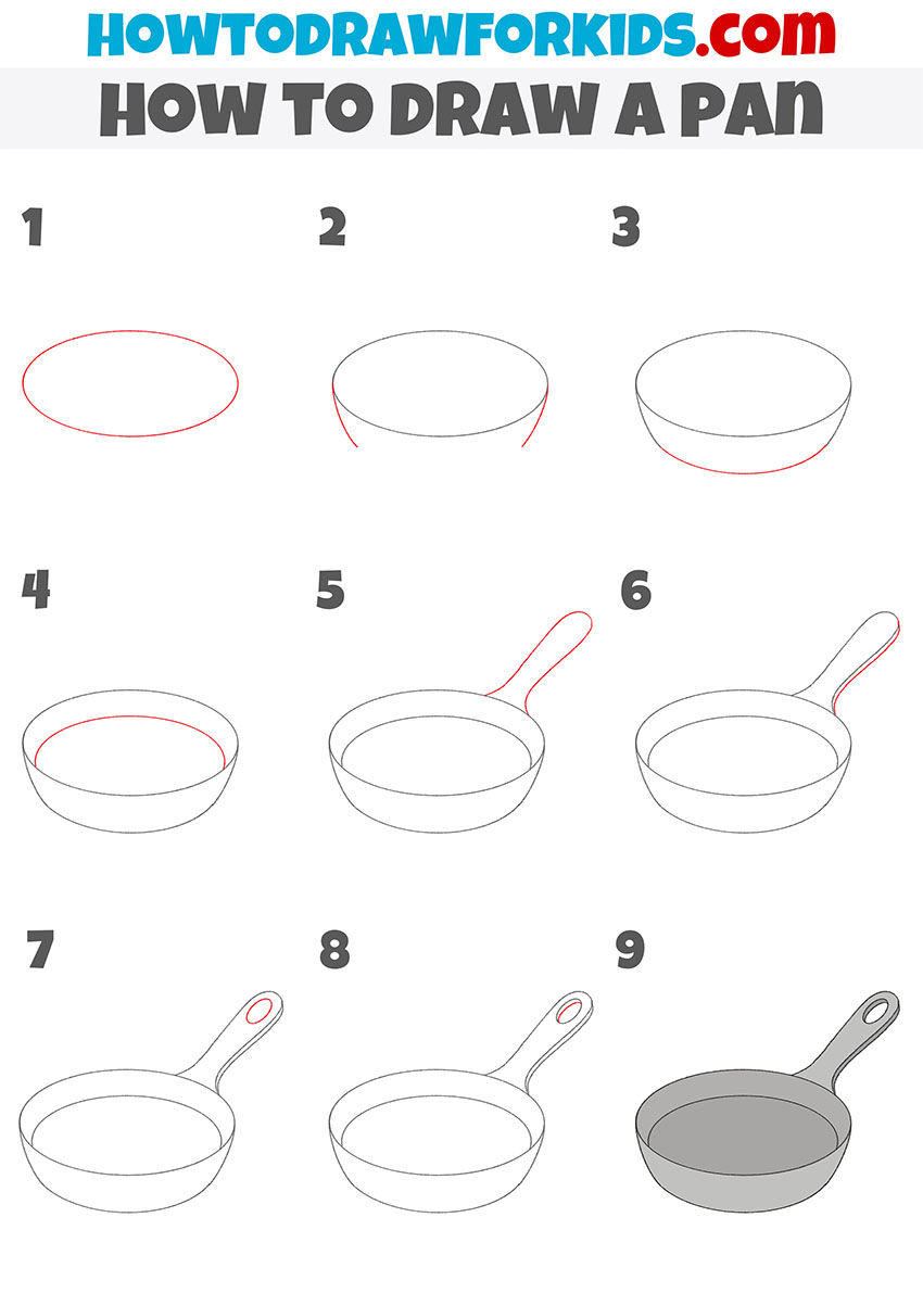 how to draw a pan step by step