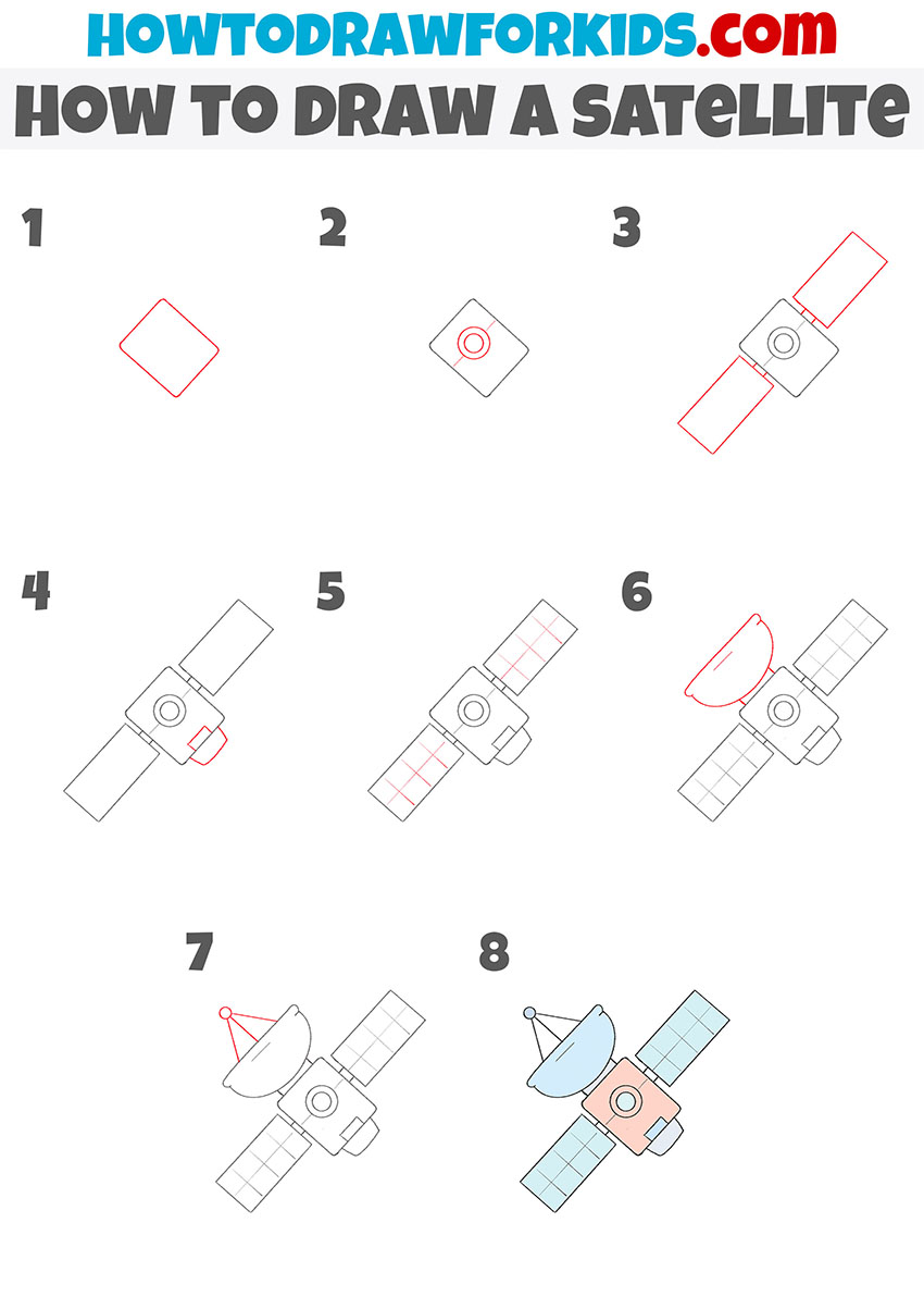 HOW TO DRAW A SATELLITE FOR BEGINNERS. - YouTube