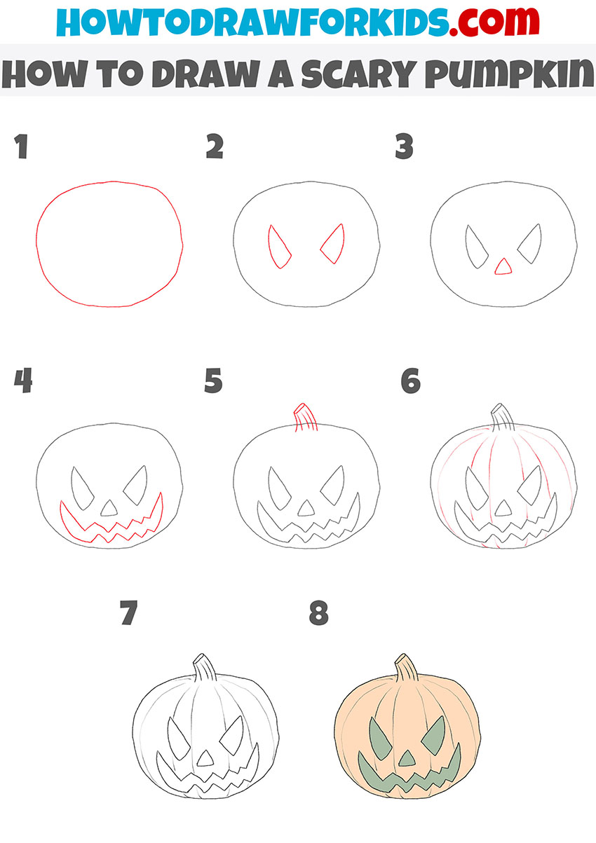 How to Draw a Pumpkin for Halloween - Drawing Tutorial For Kids