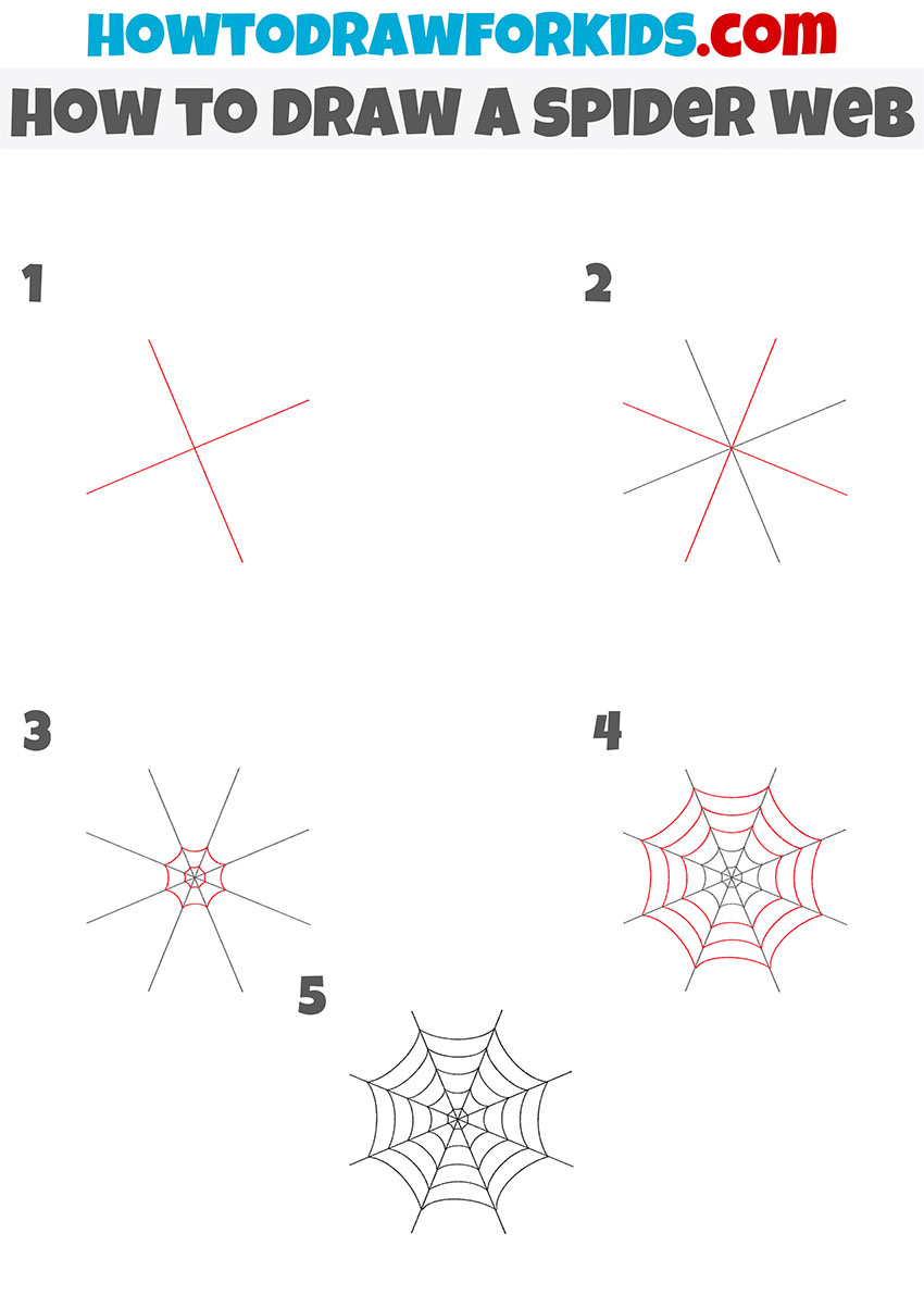 how to draw a spider web step by step
