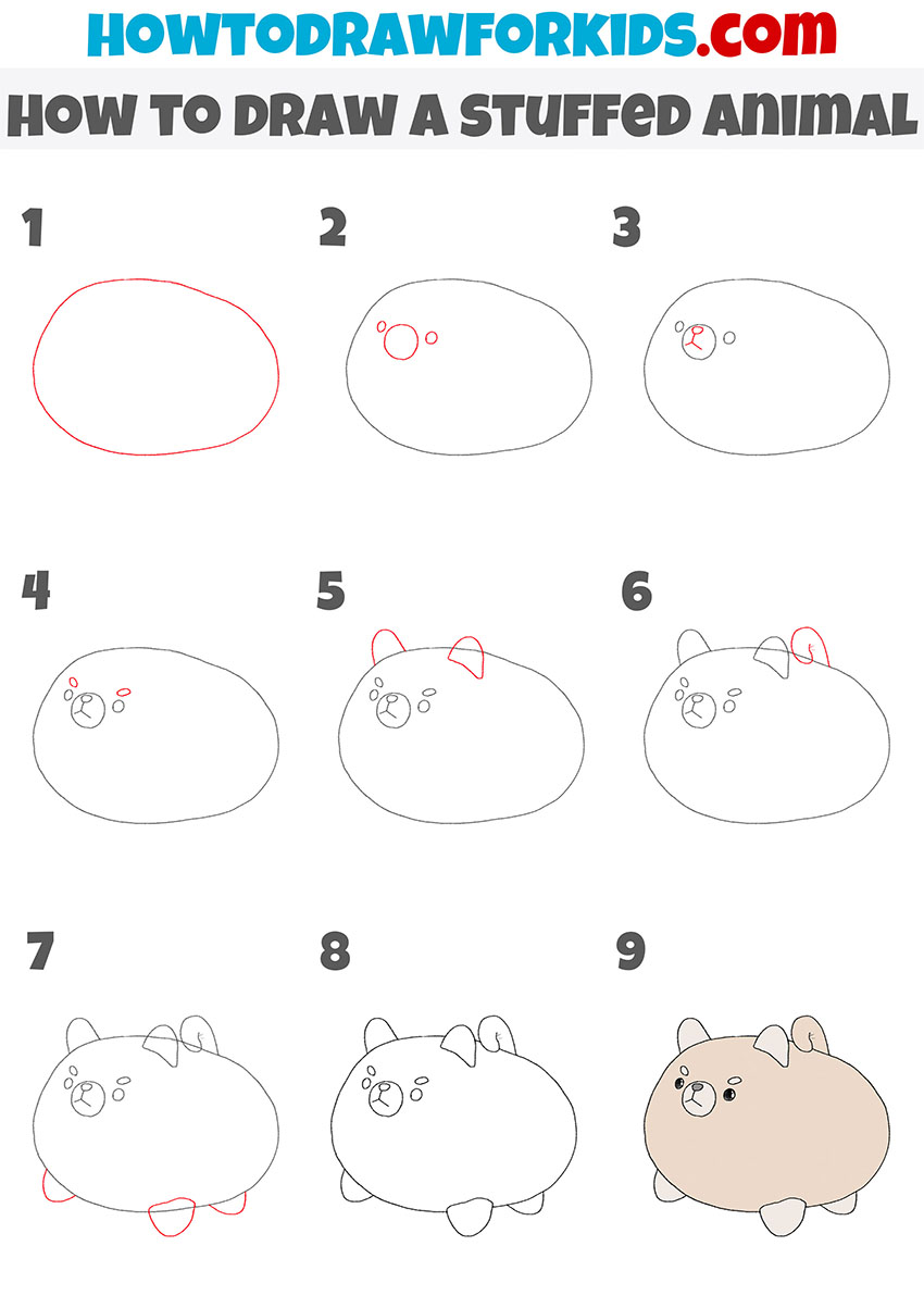 how to draw a stuffed animal step by step