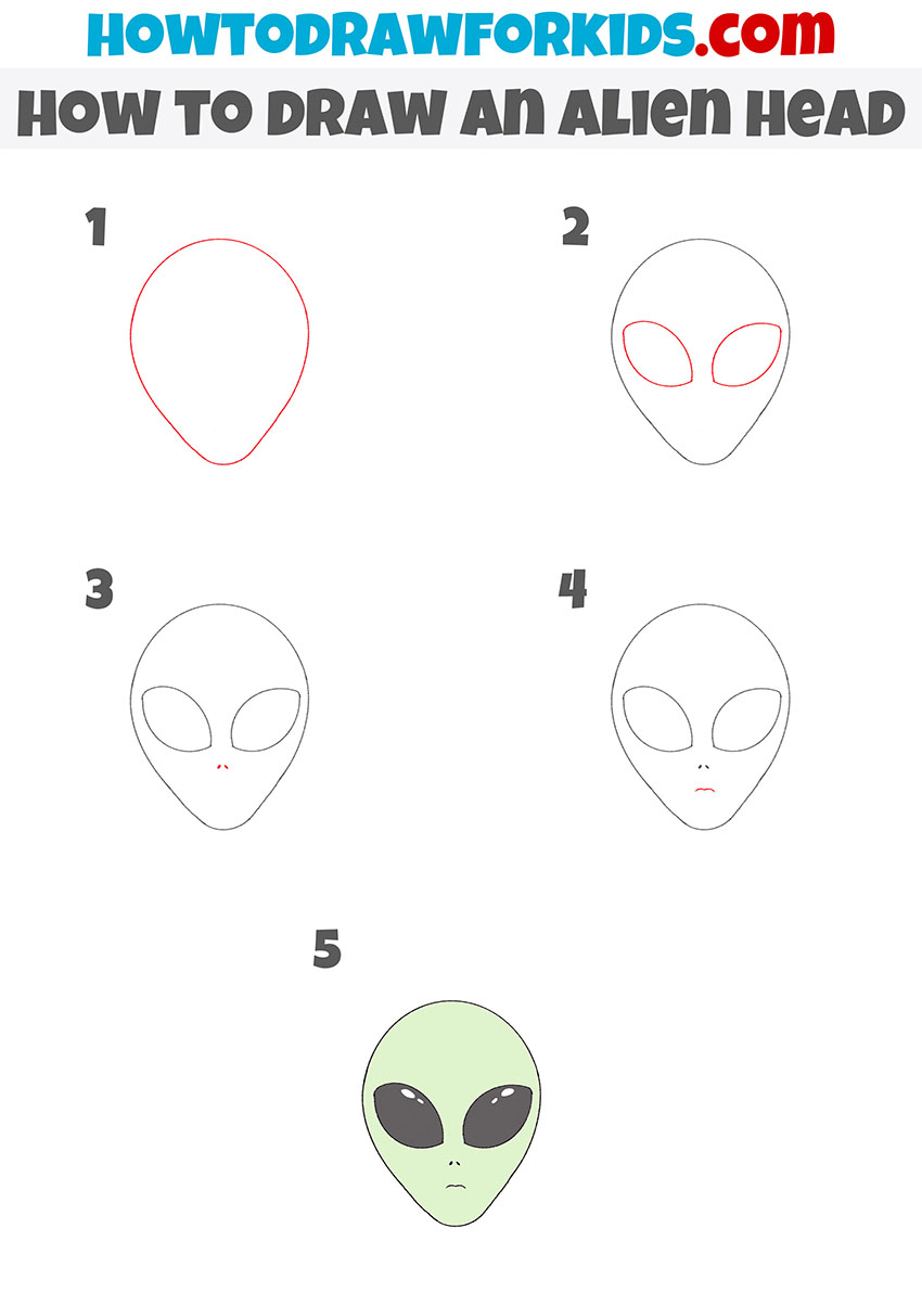 How to Draw an Alien Head Easy Drawing Tutorial For Kids