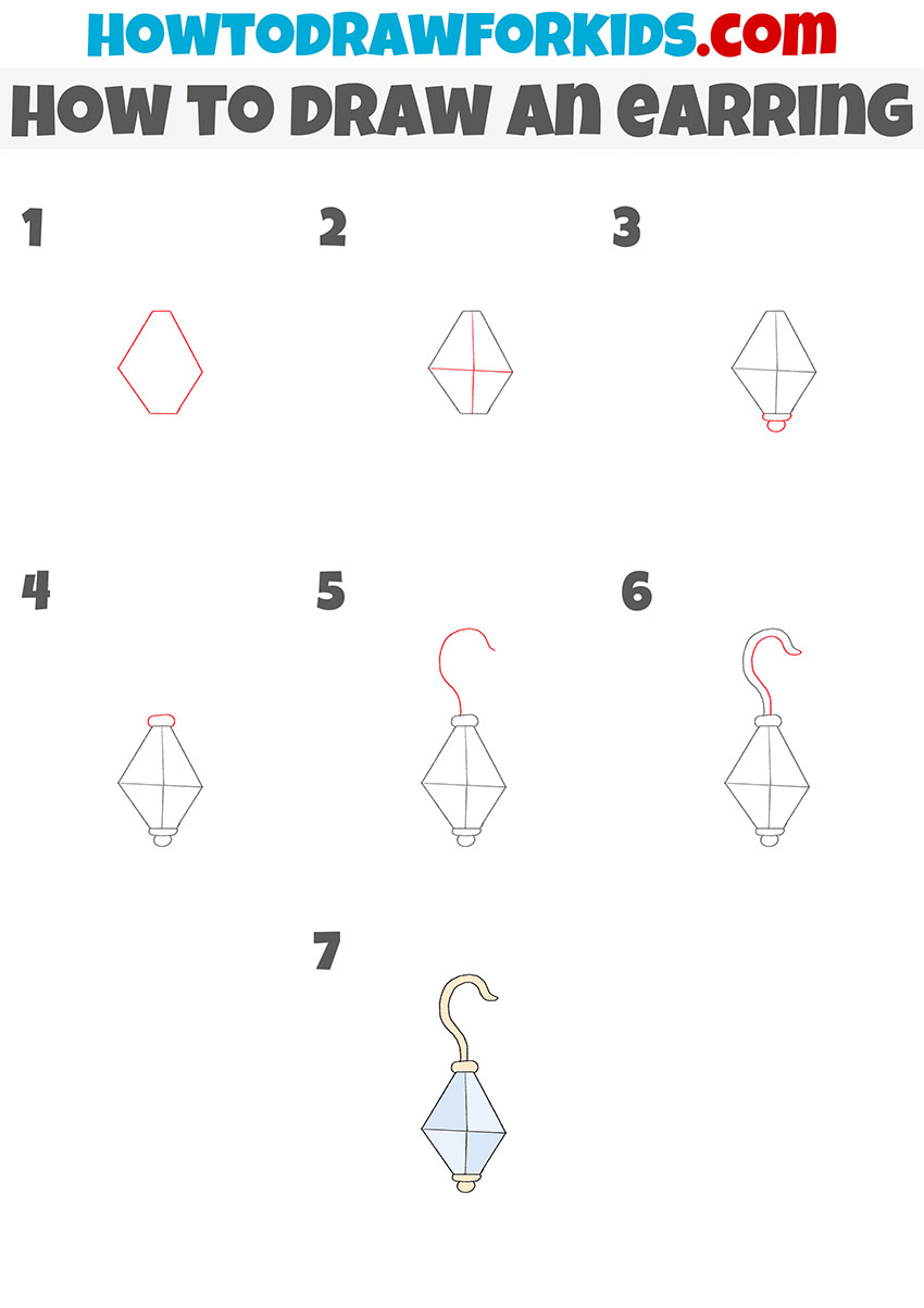 how to draw an earring step by step
