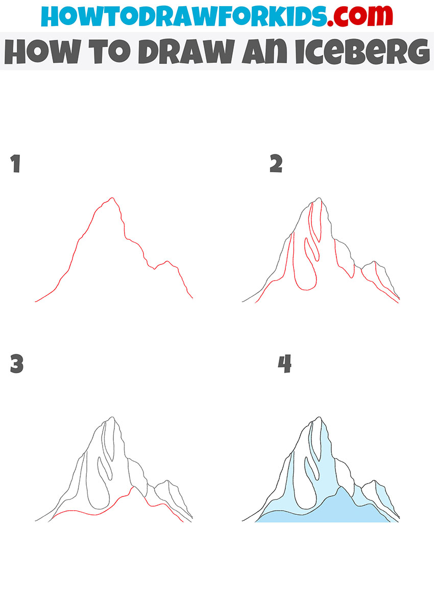 how to draw an iceberg step by step
