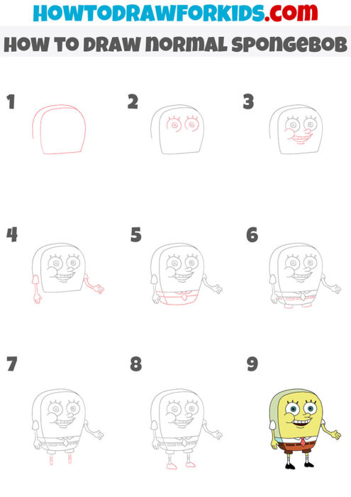 How to Draw Normal SpongeBob - Easy Drawing Tutorial For Kids