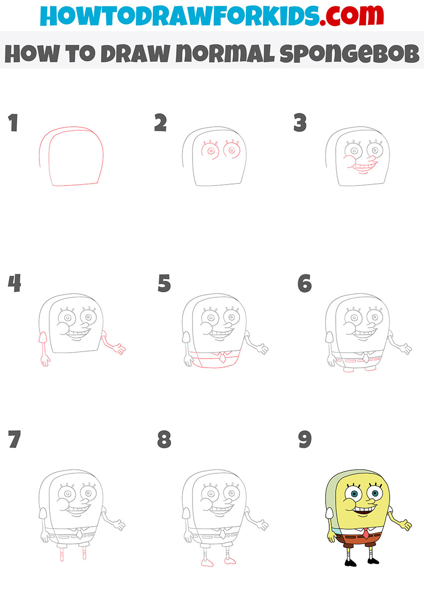 how to draw normal spongeBob step by step