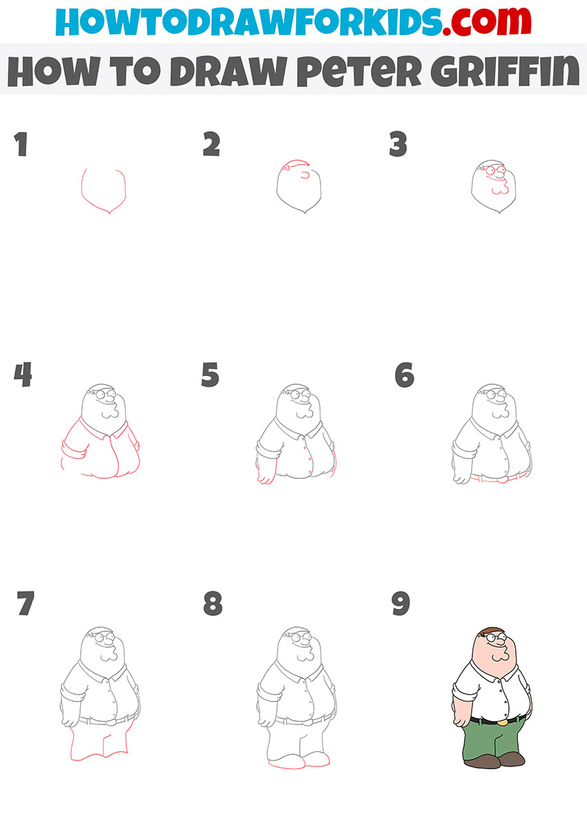 peter griffin drawing step by step