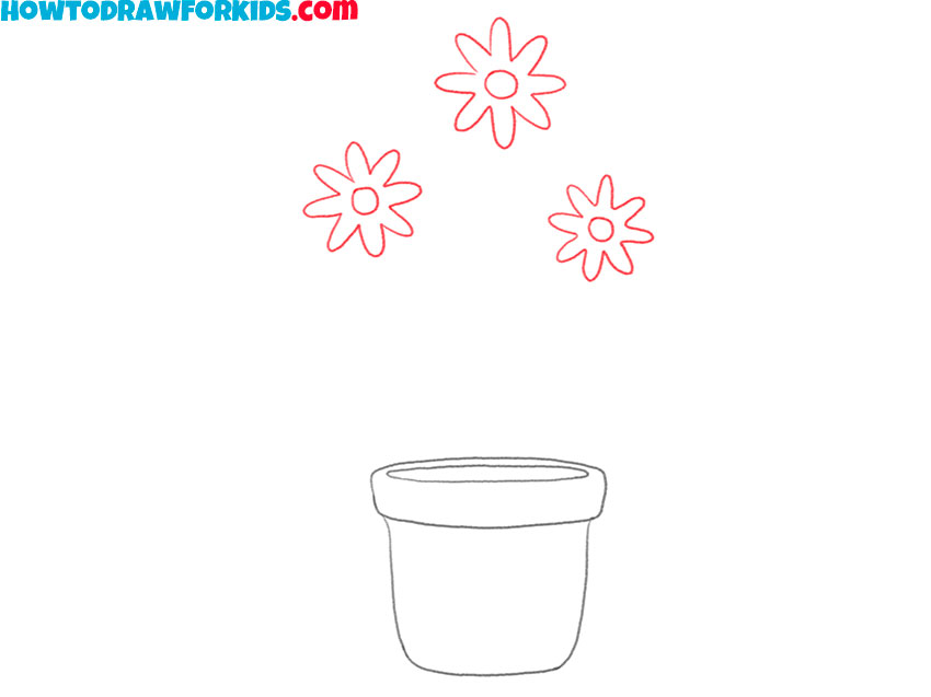 flowers in a pot drawing for kids