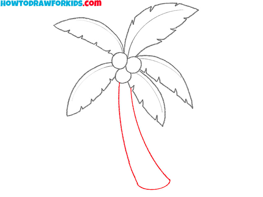how to draw a coconut tree for kids