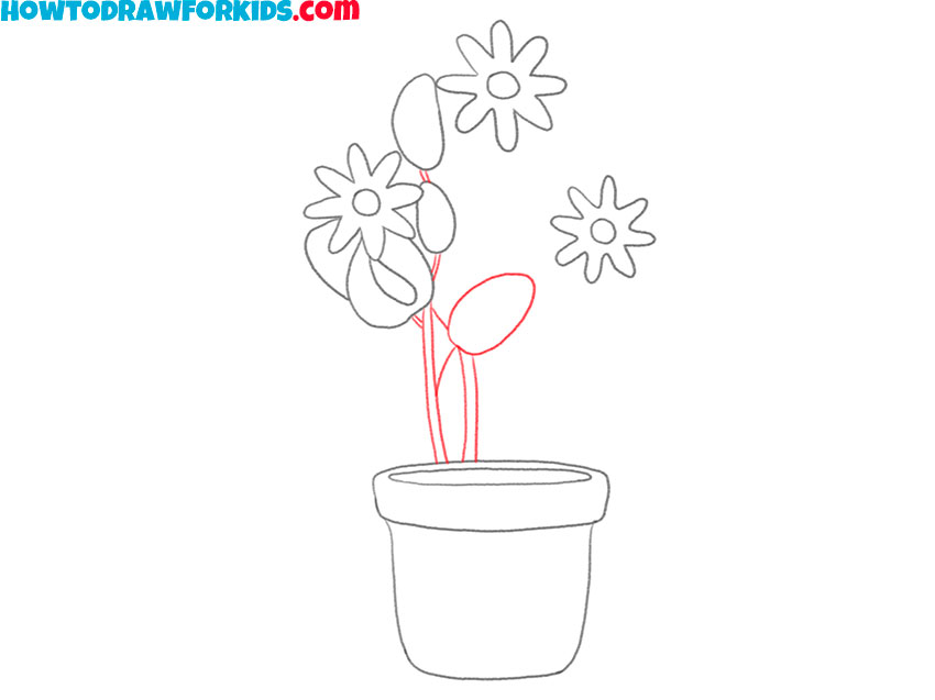 simple flowers in a pot drawing