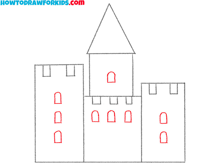 how to draw a castle for beginners