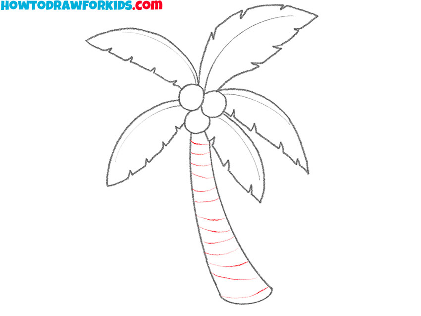 how to draw a coconut tree for beginners