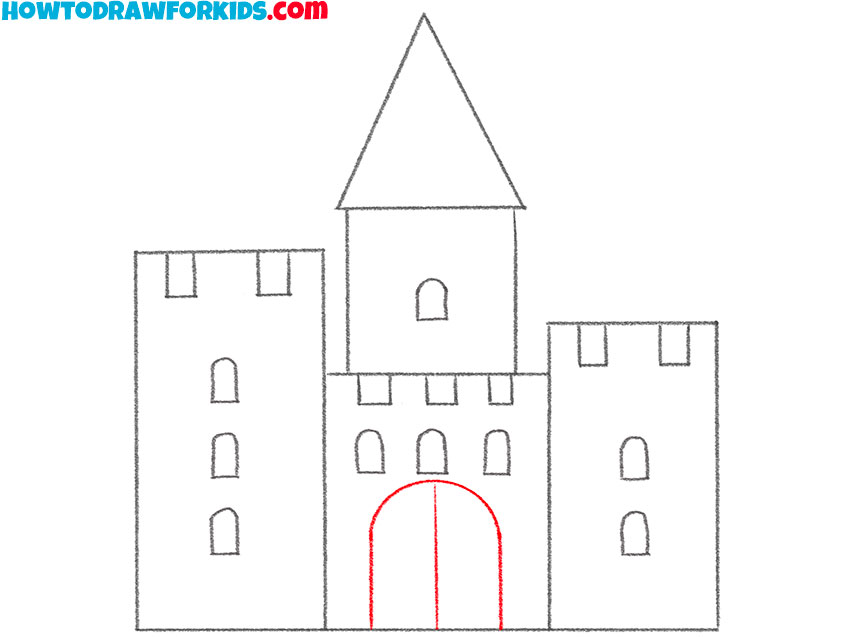how to draw a castle cartoon