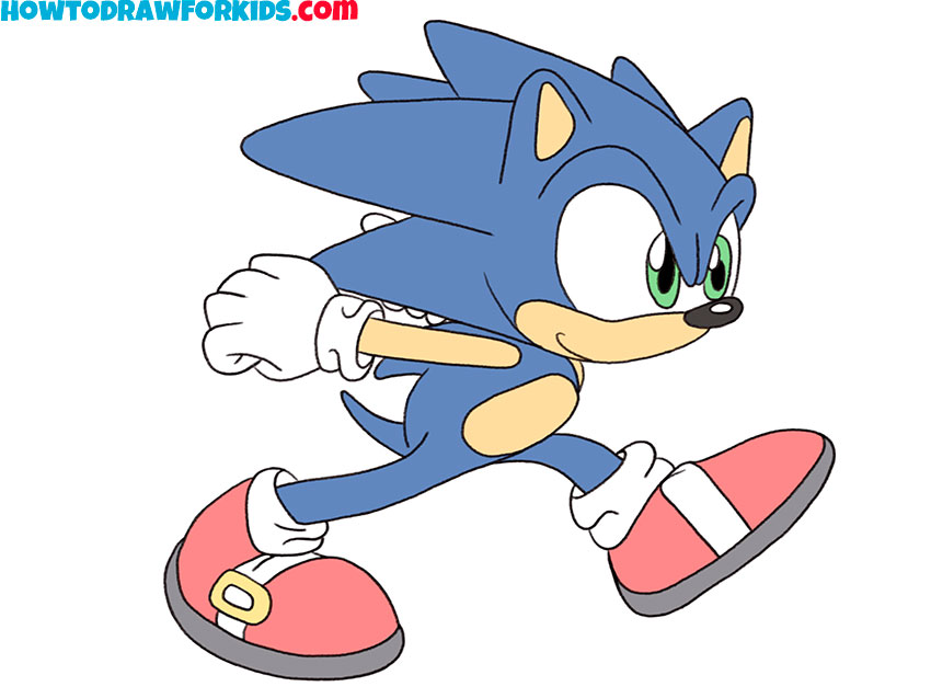 simple sonic the hedgehog running drawing