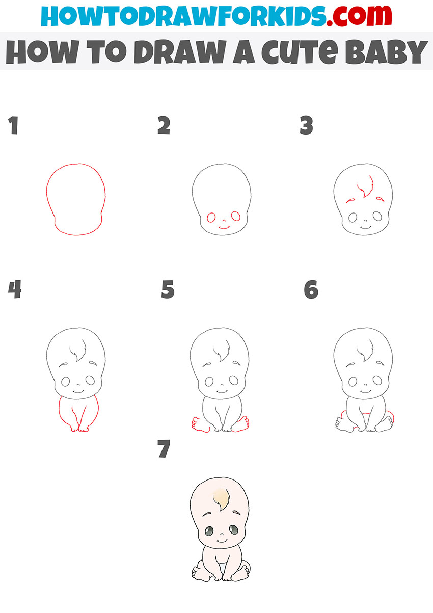 how to draw a cute baby step by step