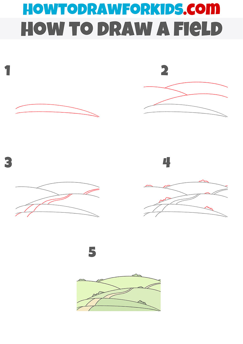 how to draw a field step by step