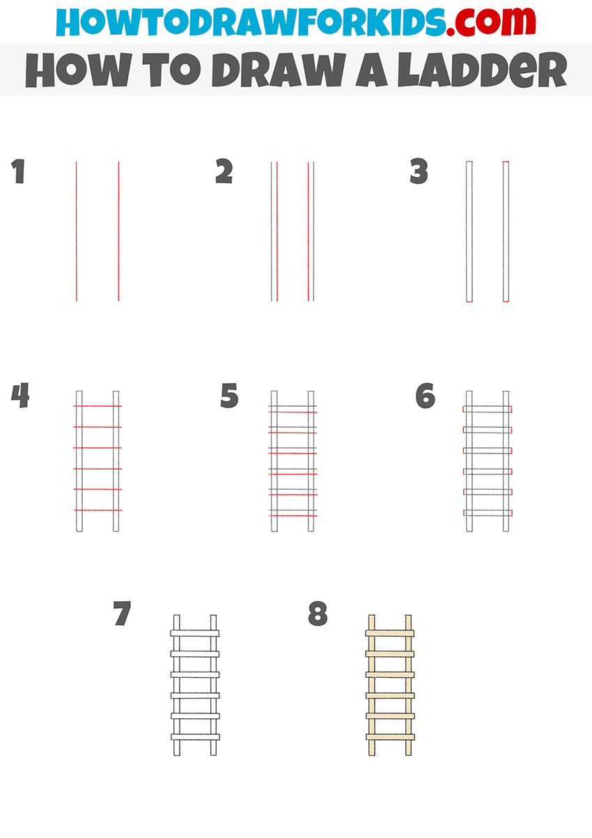 how to draw a ladder step by step