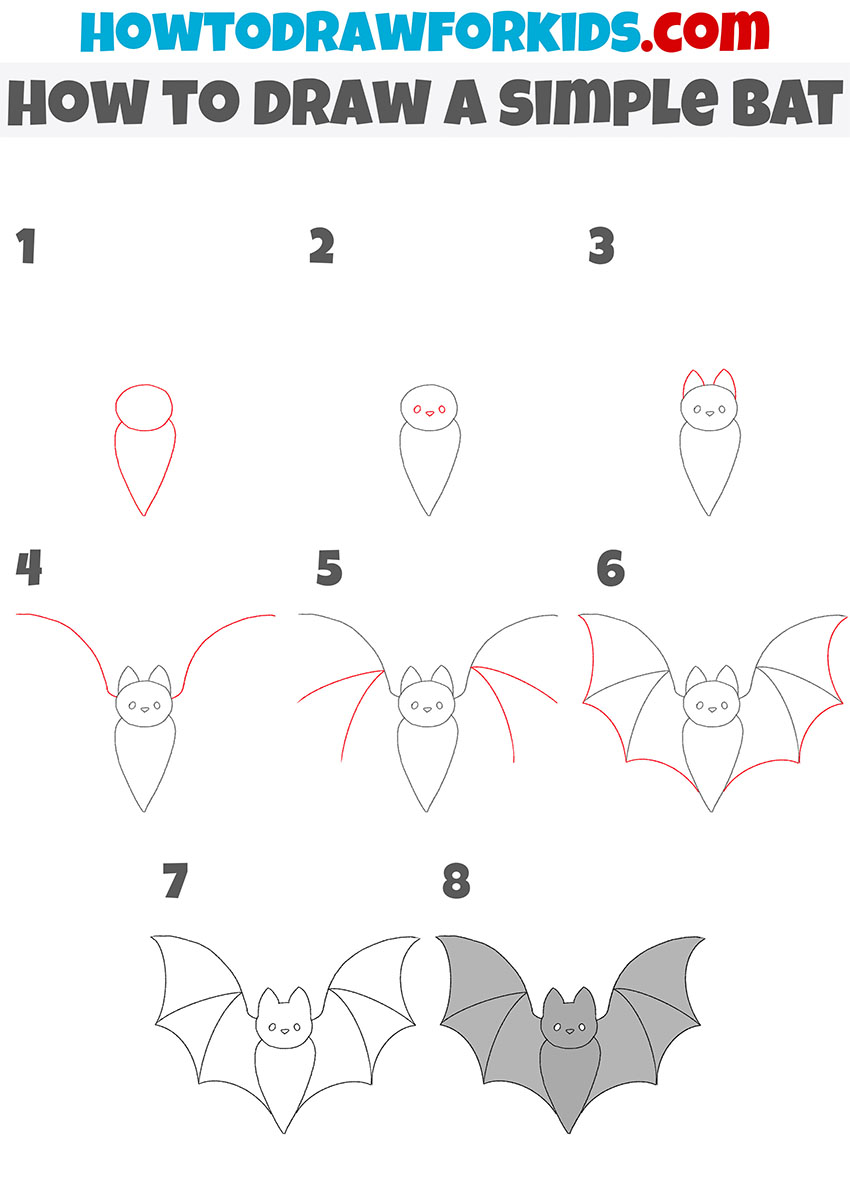 how to draw a simple bat step by step