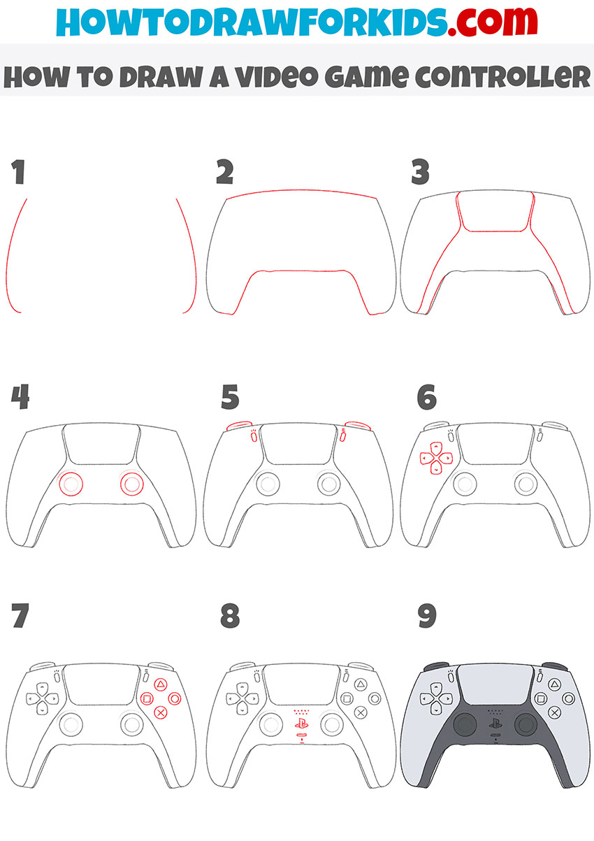 how to draw a video game controller step by step