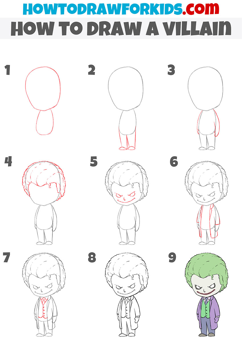 how to draw a villain step by step