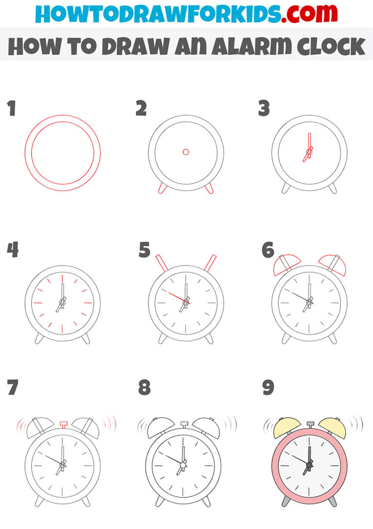 How to Draw an Alarm Clock Easy Drawing Tutorial For Kids