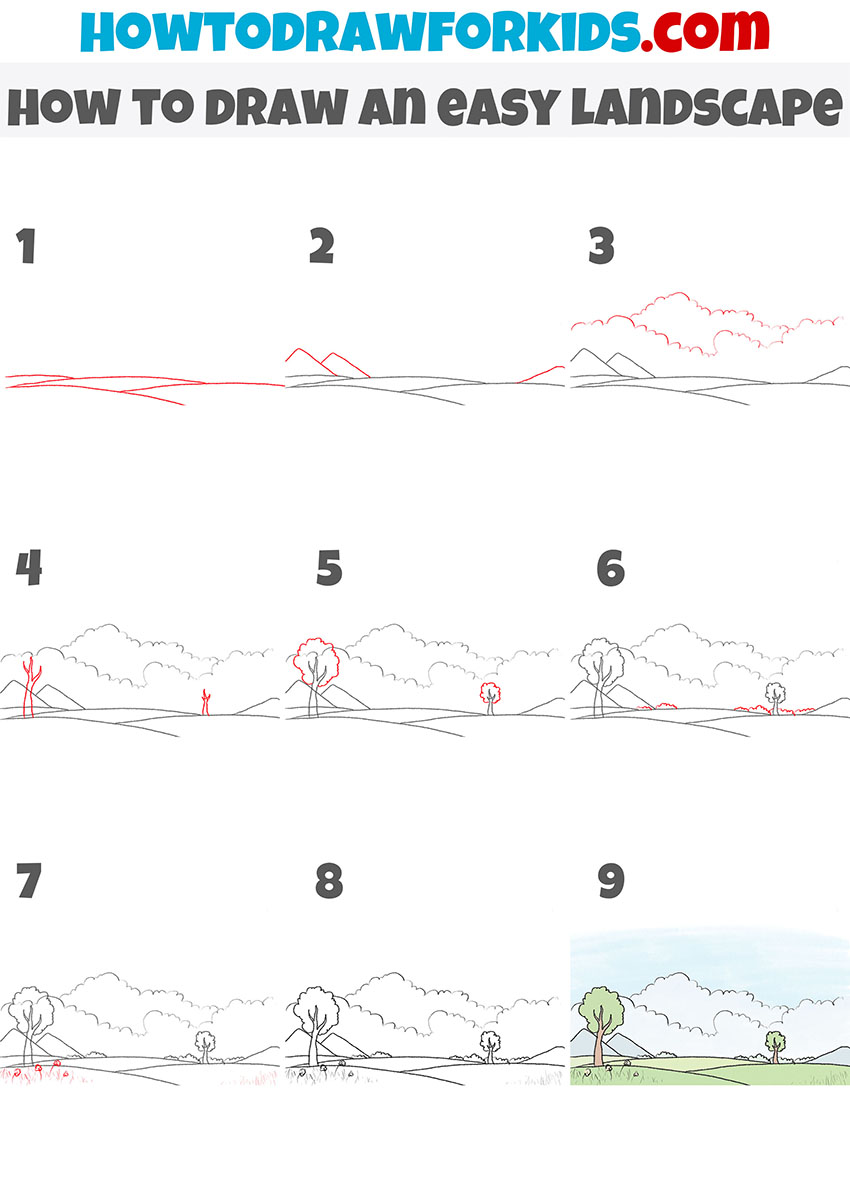 landscape step by step drawing tutorial