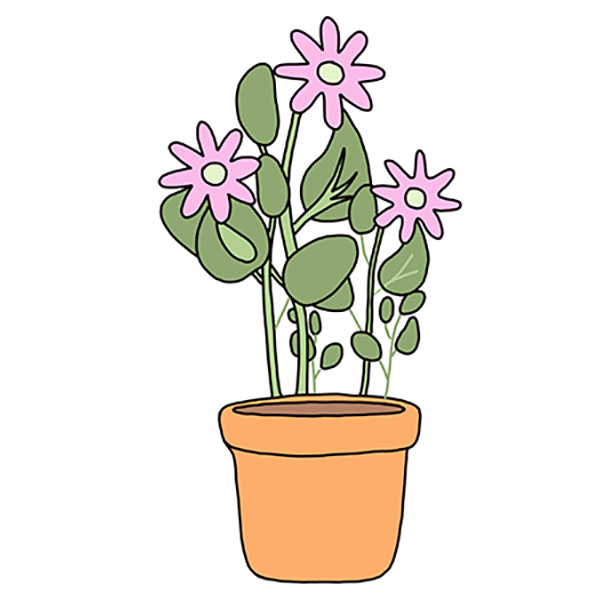How to Draw Flowers in a Pot