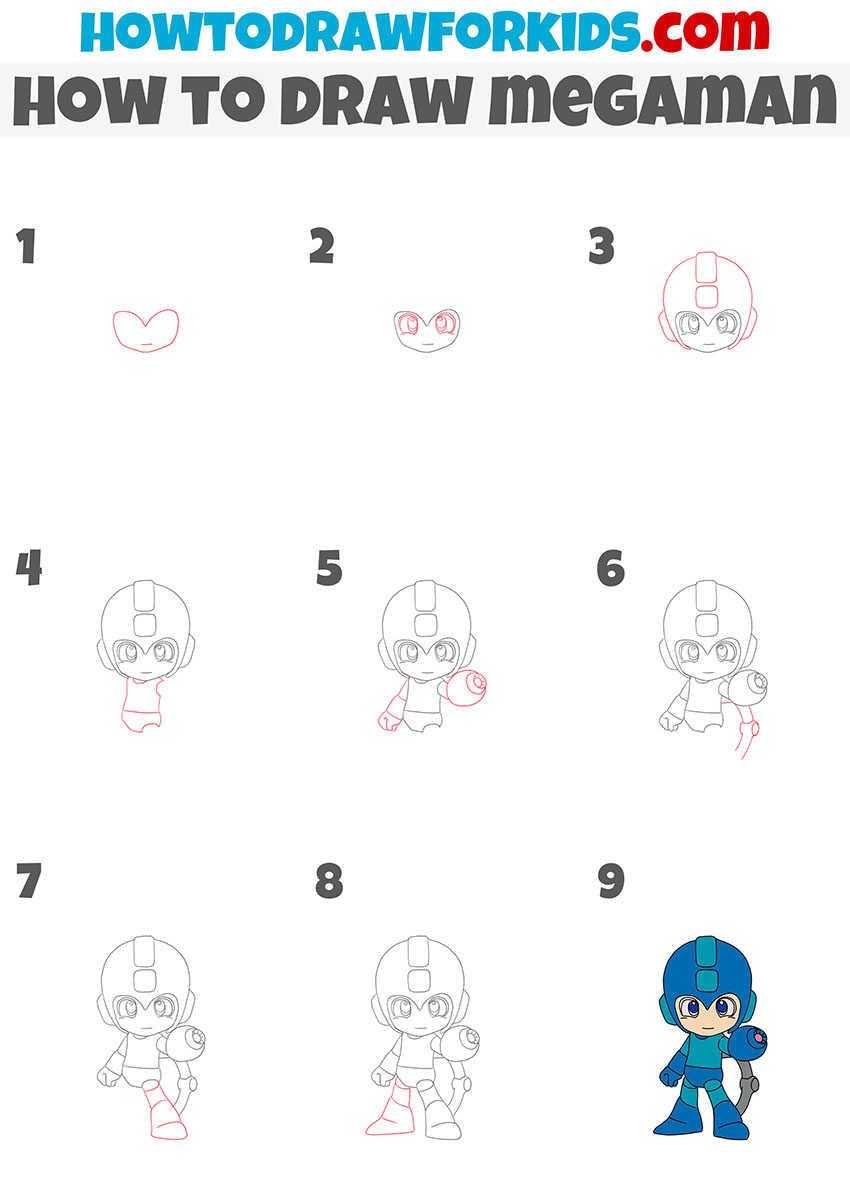 how to draw megaman step by step