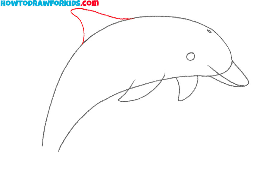 how to draw a dolphin jumping out of the water for kids