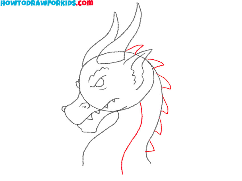 how to draw a cartoon dragon head
