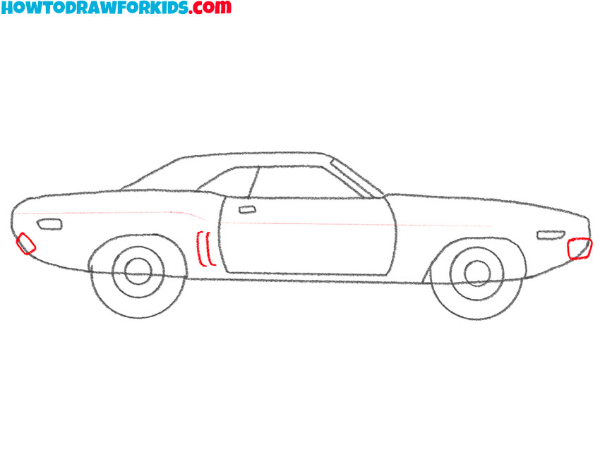 how to draw a dodge challenger for kids