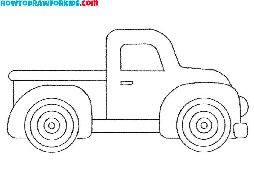 how to draw an old truck for kindergarten