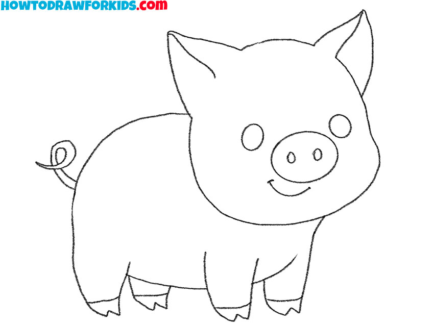 simple baby pig drawing