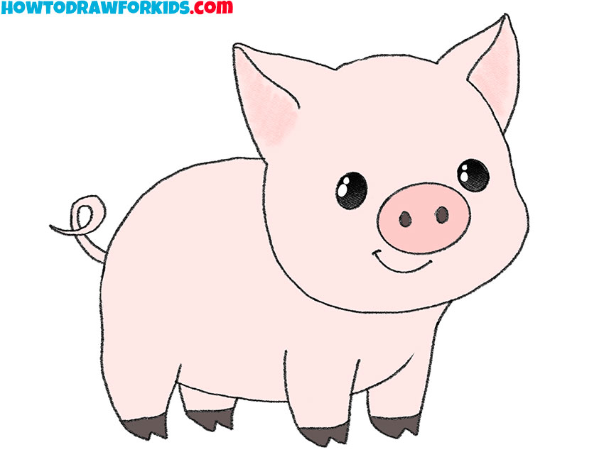 cartoon baby pig drawing