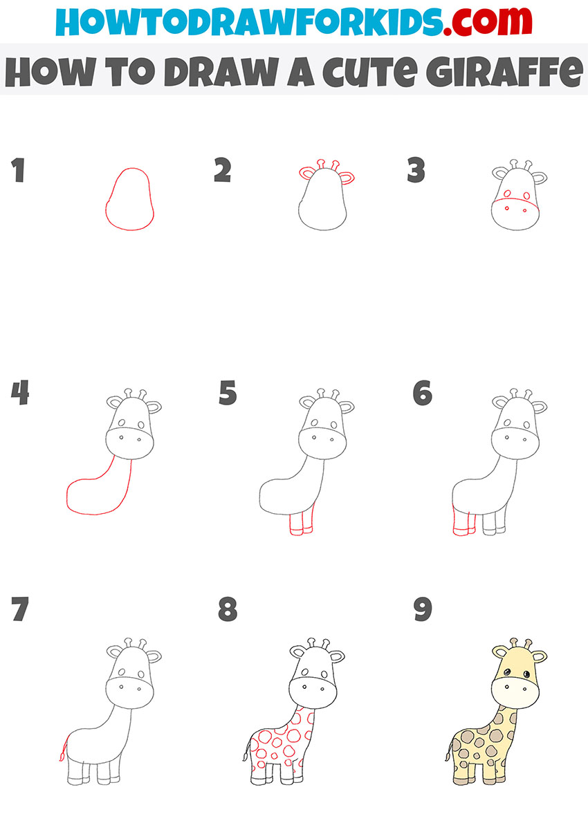 How to Draw a Cute Giraffe - Easy Drawing Tutorial For Kids