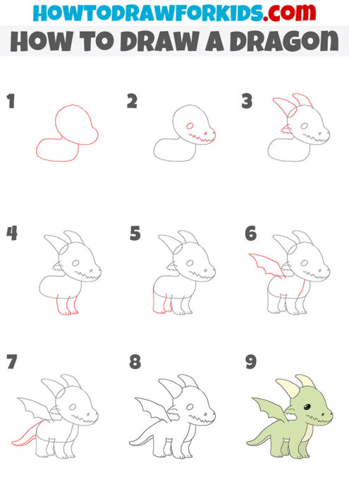 How to Draw a Dragon Step by Step - Drawing Tutorial For Kids