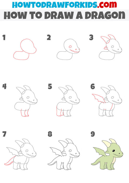 How to Draw a Dragon - Easy Drawing Tutorial For Kids