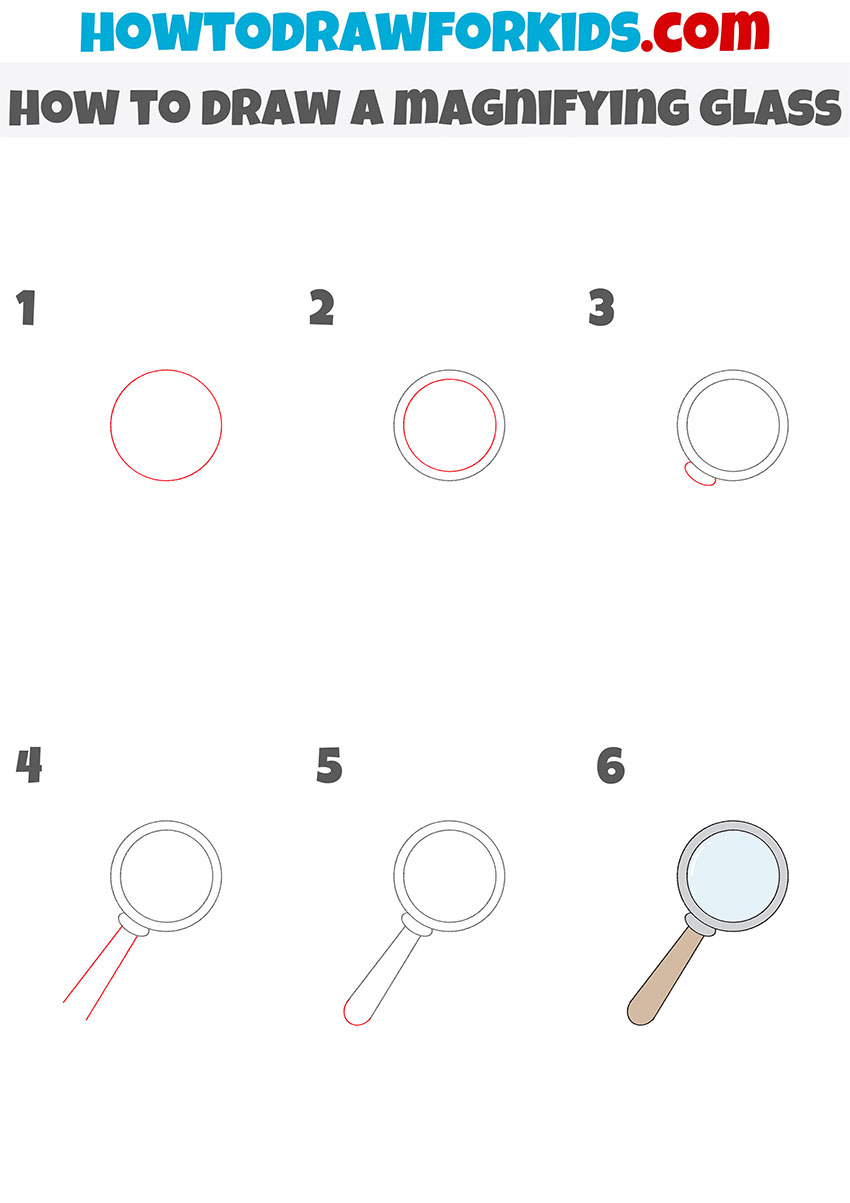 how to draw a magnifying glass step by step