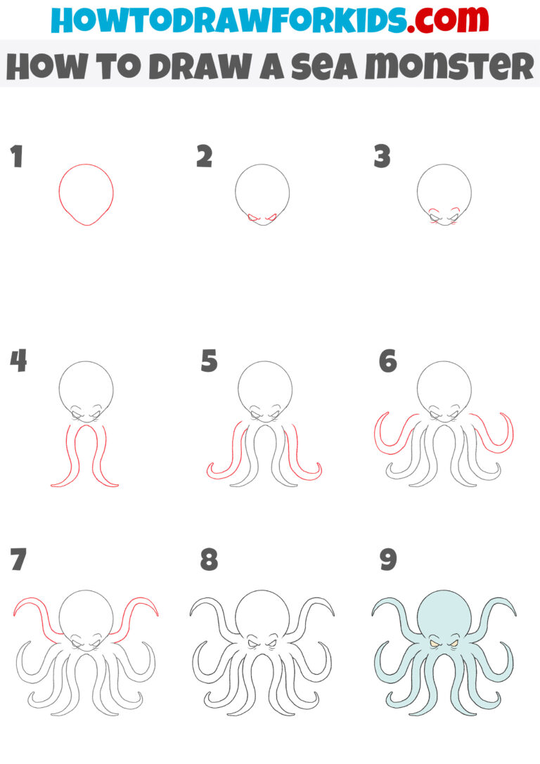 How to Draw a Sea Monster Easy Drawing Tutorial For Kids