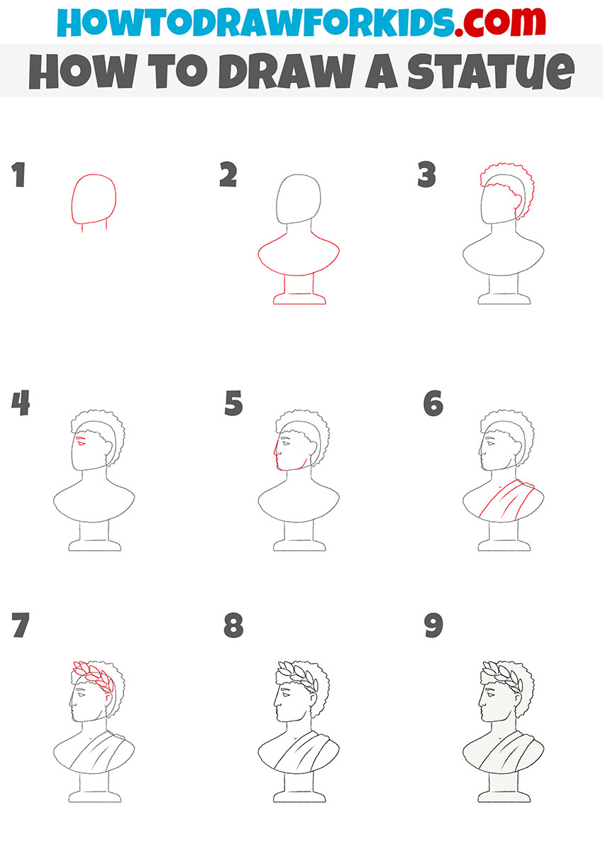 how to draw a statue step by step