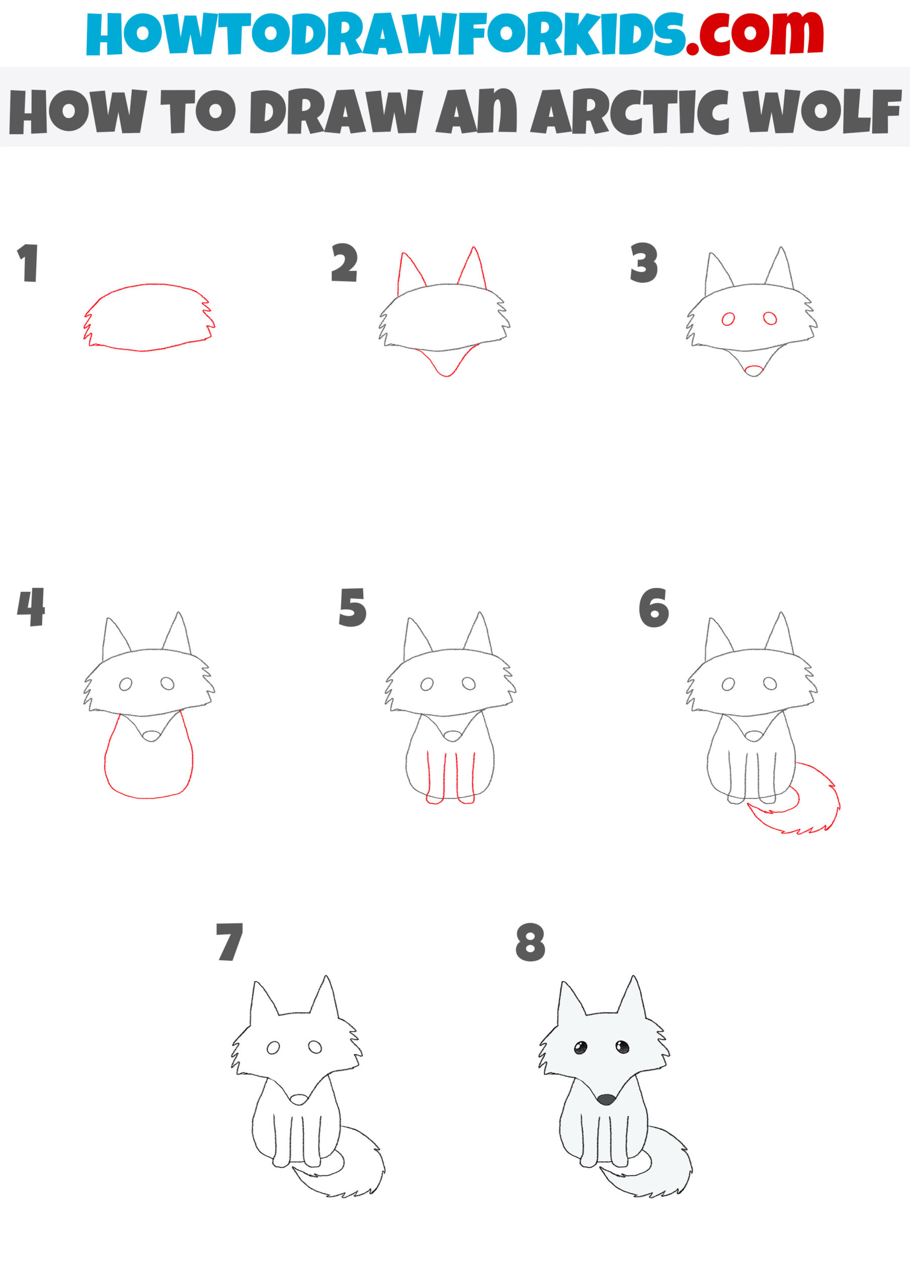 how to draw an arctic wolf step by step